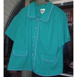 Vintage Leslie Fay Women's Light Weight Blazer SZ 24 Teal & Blue